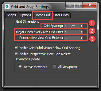 خطوط شبکه ای (Grid) در تری دی مکس